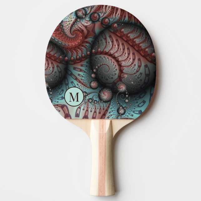 Raquette De Ping Pong Monogramme d'Art Fractal Abstrait Vivid Imaginaire (Devant)