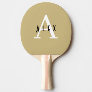 Raquette De Ping Pong Monogramme de bronzage minimal moderne