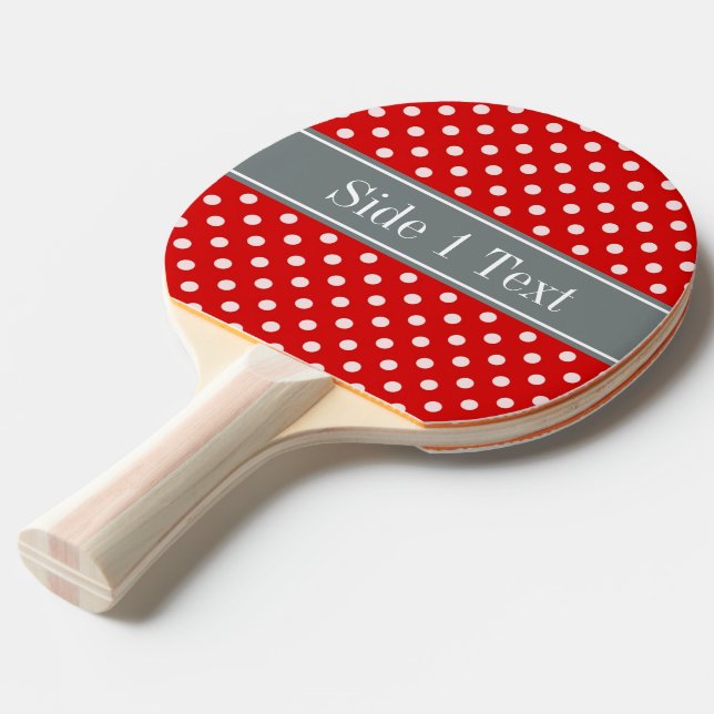 Raquette De Ping Pong Monogramme de carbone rouge blanc Pois (Devant Angle)