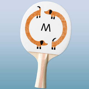 Raquette De Ping Pong Monogramme de chien de saucisse Dachshund