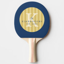 Monogramme de famille en cercle rayé bleu marine j