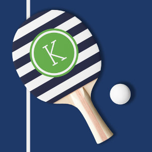 Raquette De Ping Pong Monogramme de la marine et des bandes de rapaces v