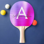 Raquette De Ping Pong Monogramme de l'huile métallique rose pourpre Nom<br><div class="desc">Purple et rose Ombre Faux Métallic Foil Élégant Monogramme Ping Paddle. Cette pagaie monogrammée Ping Pong Paddle peut être customisée pour inclure votre nom initial et prénom et fait un grand anniversaire de fille ou un cadeau de fête de bachelorette mariage.</div>