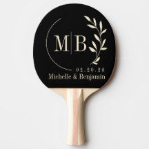 Monogramme de mariage à feuille noire et crème