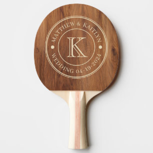Raquette De Ping Pong Monogramme de mariage en bois d'érable