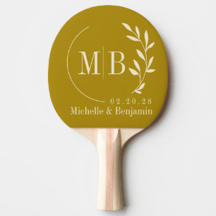 Raquette De Ping Pong Monogramme de mariage feuille de sauge du désert d