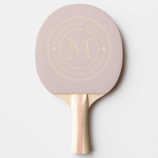 Raquette De Ping Pong Monogramme de mariage Lavande Baiser Milieu de Siè (Devant)