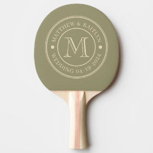 Raquette De Ping Pong Monogramme de mariage Prairie de sauge du milieu d