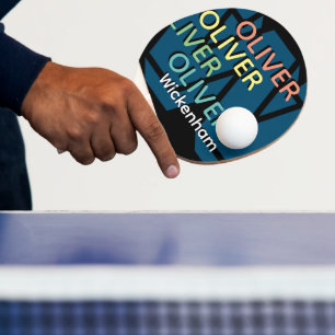 Raquette De Ping Pong Monogramme de nom de couleur répliqué moderne