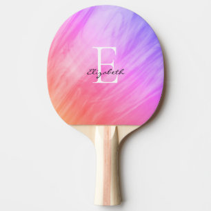Raquette De Ping Pong Monogramme de nom rose féminin