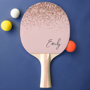 Raquette De Ping Pong Monogramme de Parties scintillant rose pâle Rose