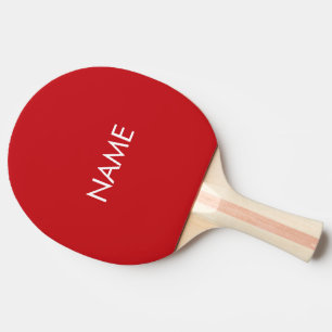 Raquette De Ping Pong monogramme de texte personnalisé rouge blanc