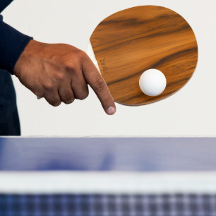 Raquette De Ping Pong monogramme de texture bois acajou de luxe