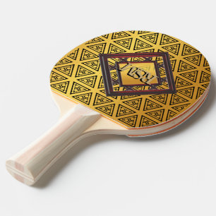 Raquette De Ping Pong Monogramme d'élégance d'or