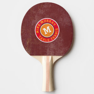 Raquette De Ping Pong monogramme design du logo cercle sur rouge