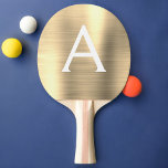 Raquette De Ping Pong Monogramme d'huile métallique de luxe Nom initial<br><div class="desc">Pagaie De Ping Monogram Ping De Luxe Gold Faux Metallic Foil Élégante. Cette pagaie monogrammée Ping Pong Paddle peut être customisée pour inclure votre nom initial et prénom et fait un grand anniversaire de fille ou un cadeau de fête de bachelorette mariage.</div>