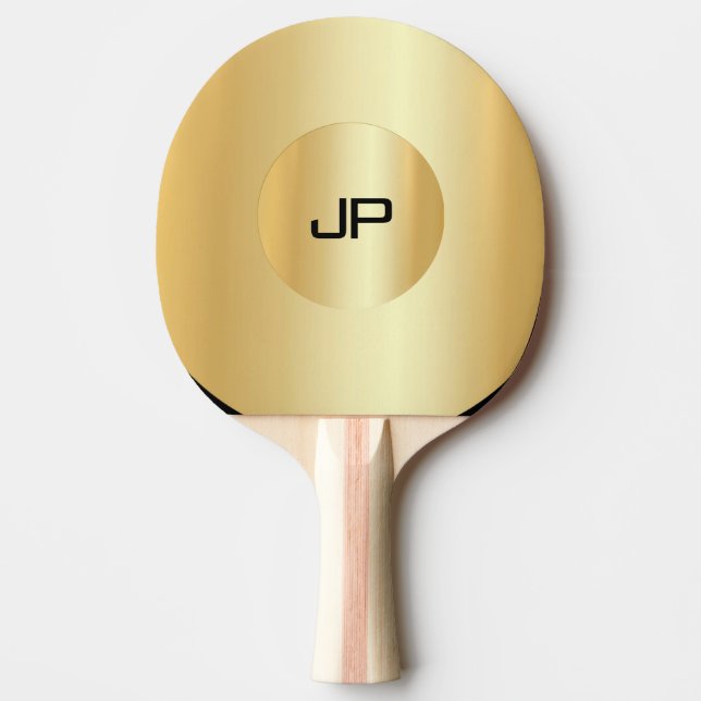 Raquette De Ping Pong Monogramme d'or Faux personnalisé Modèle élégant (Devant)