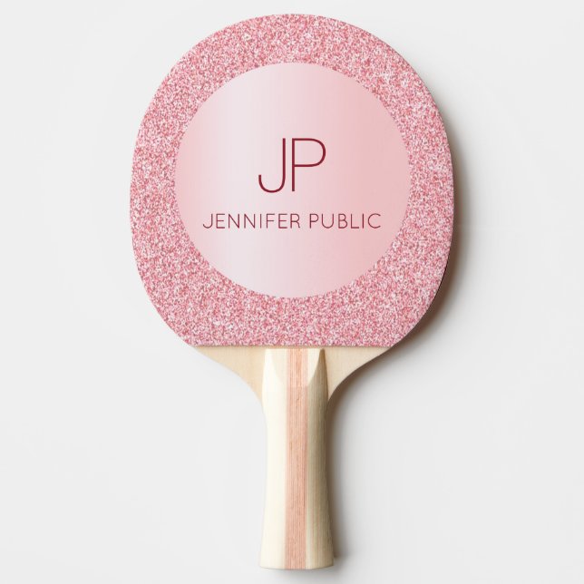 Raquette De Ping Pong Monogramme d'or Rose personnalisé Moderne Élégant (Devant)