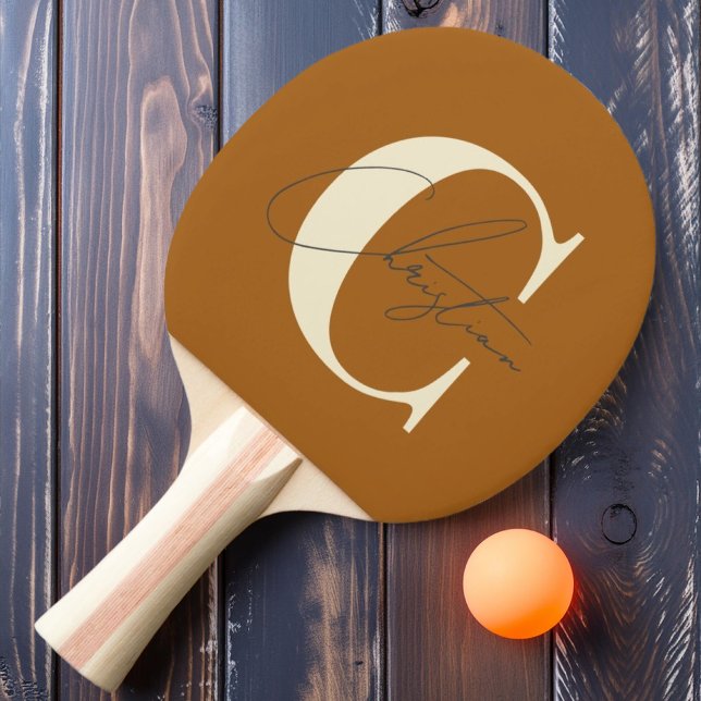 Raquette De Ping Pong Monogramme Élégant de Style Moderne du Milieu du S (Créateur téléchargé)