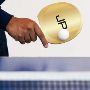 Raquette De Ping Pong Monogramme Élégant Modèle Or glamour