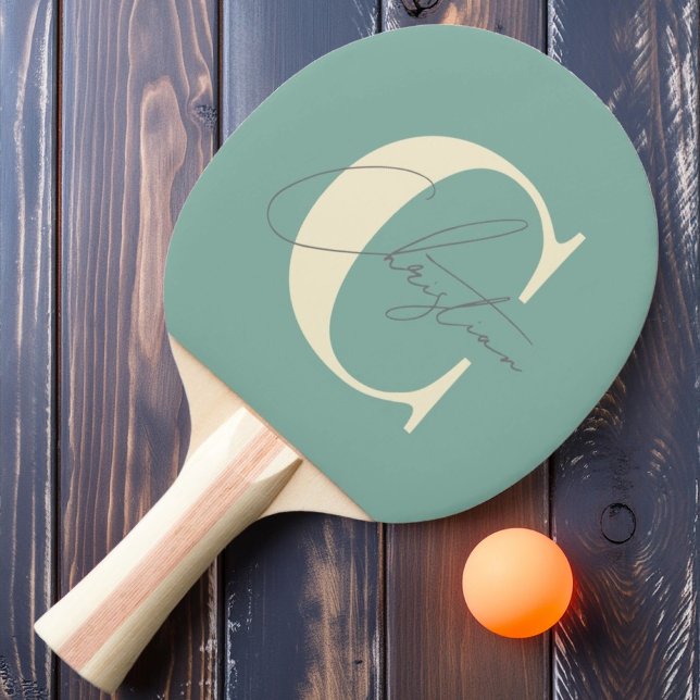 Raquette De Ping Pong Monogramme Élégant Moderne du Milieu du Siècle Réc (Créateur téléchargé)