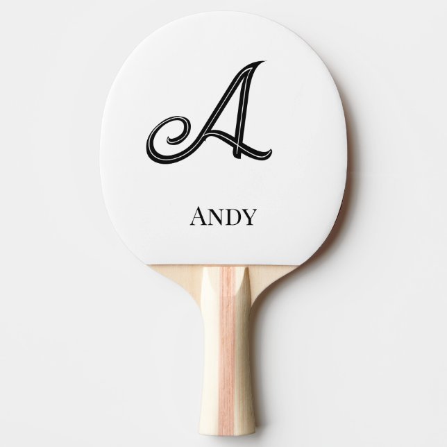 Raquette De Ping Pong Monogramme élégant personnalisé initial (Devant)