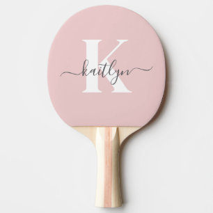Raquette De Ping Pong Monogramme élégant rose poudré gris