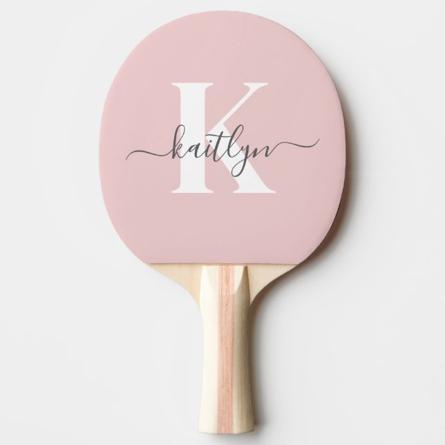 Raquette De Ping Pong Monogramme élégant rose poudré gris (Devant)