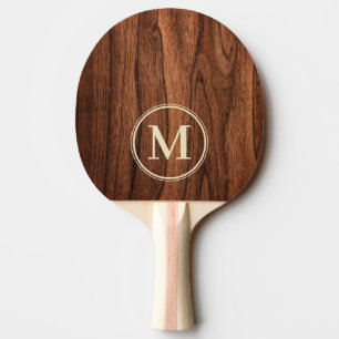Raquette De Ping Pong Monogramme en bois de cerisier antique