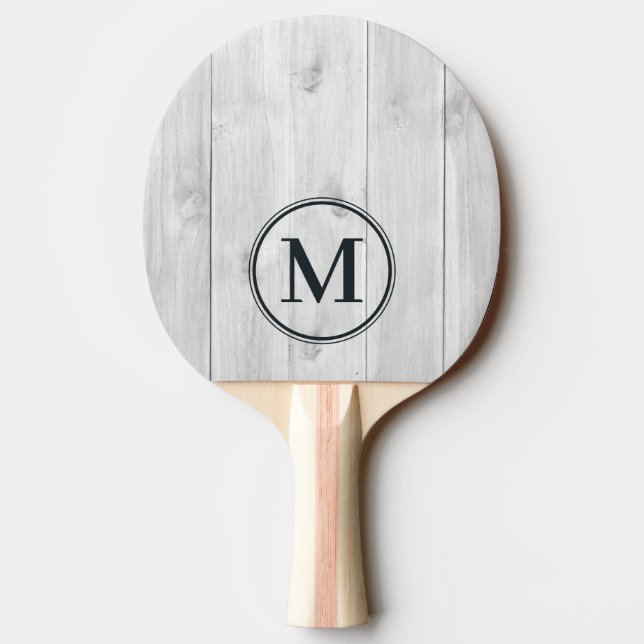 Raquette De Ping Pong Monogramme en bois gris clair propre (Dos)
