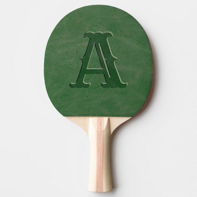 Raquette De Ping Pong Monogramme en cuir vert rustique (Devant)