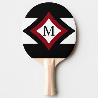Raquette De Ping Pong Monogramme en forme de diamant noir, rouge et blan