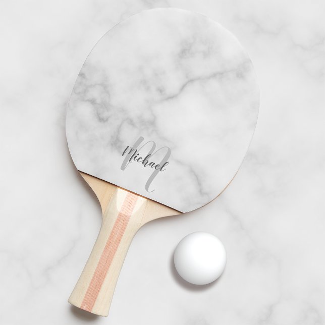 Raquette De Ping Pong Monogramme et nom de script personnalisé (Créateur téléchargé)