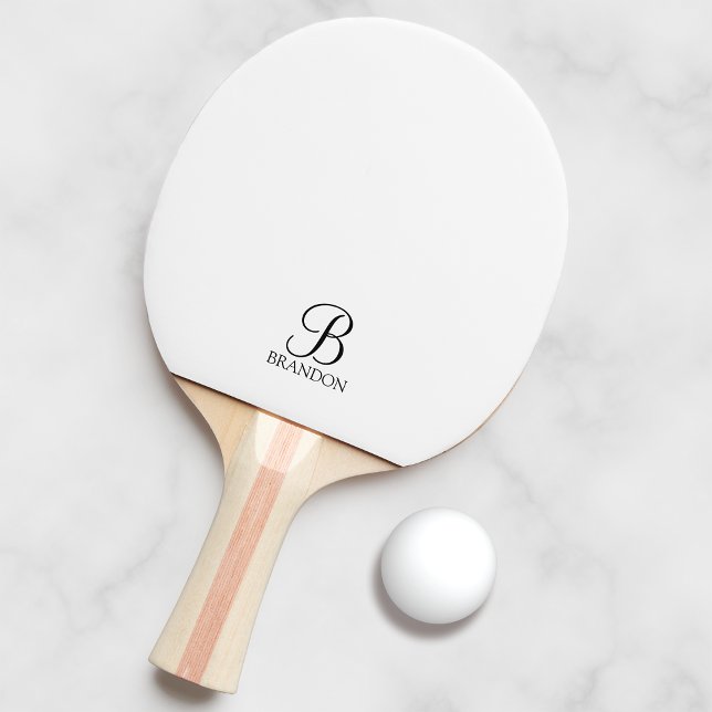 Raquette De Ping Pong Monogramme et nom de script personnalisé classique (Créateur téléchargé)