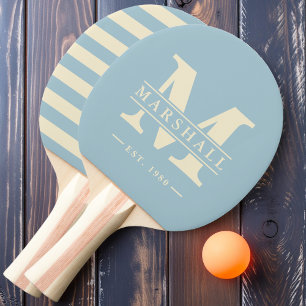 Raquette De Ping Pong Monogramme et nom Overlay Polo Light Sky