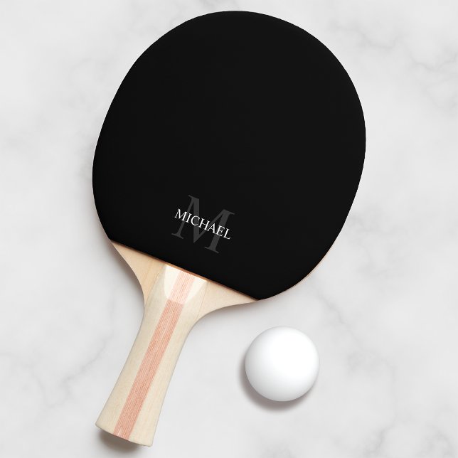 Raquette De Ping Pong Monogramme et nom personnalisés classiques (Créateur téléchargé)
