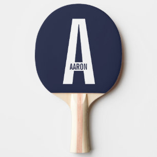 Raquette De Ping Pong Monogramme et nom personnalisés modernes