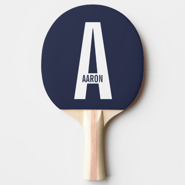 Raquette De Ping Pong Monogramme et nom personnalisés modernes (Devant)