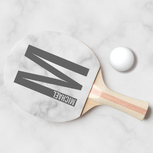 Raquette De Ping Pong Monogramme et nom personnalisés modernes