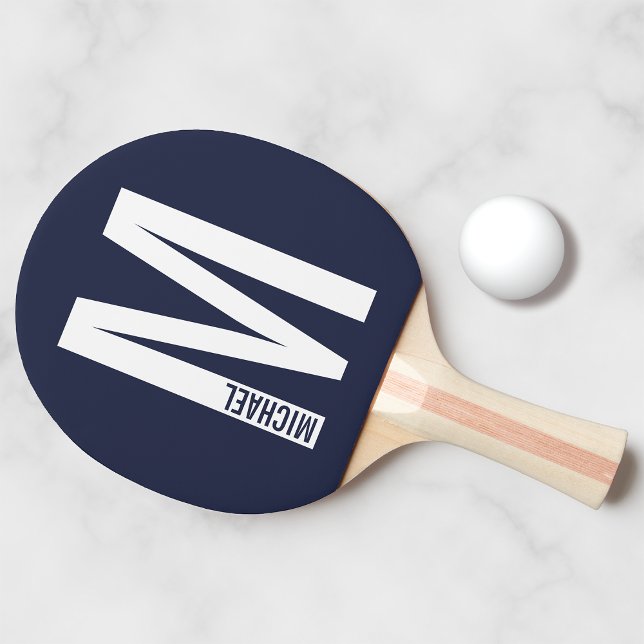 Raquette De Ping Pong Monogramme et nom personnalisés modernes (Créateur téléchargé)