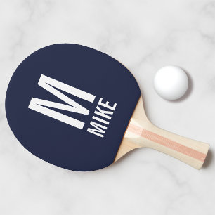 Raquette De Ping Pong Monogramme et nom personnalisés modernes