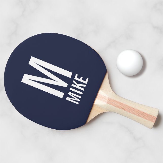 Raquette De Ping Pong Monogramme et nom personnalisés modernes (Créateur téléchargé)