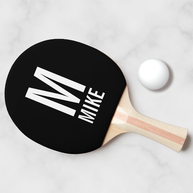 Raquette De Ping Pong Monogramme et nom personnalisés modernes (Créateur téléchargé)