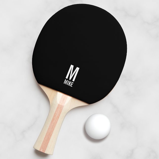 Raquette De Ping Pong Monogramme et nom personnalisés modernes (Créateur téléchargé)