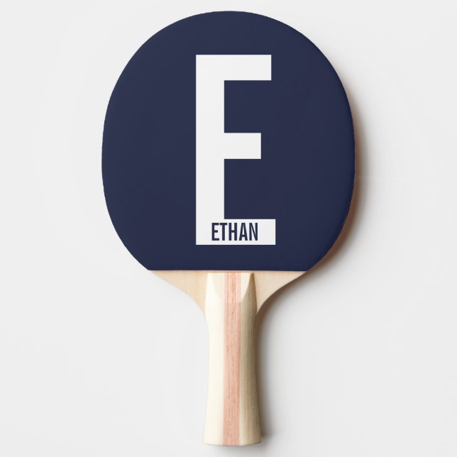 Raquette De Ping Pong Monogramme et nom personnalisés modernes (Devant)