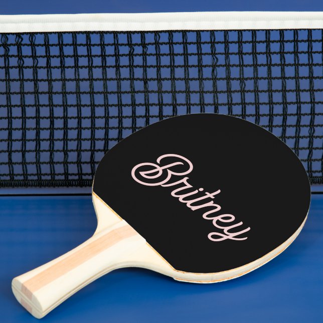 Raquette De Ping Pong Monogramme et nom rose pâle moderne (Insitu)