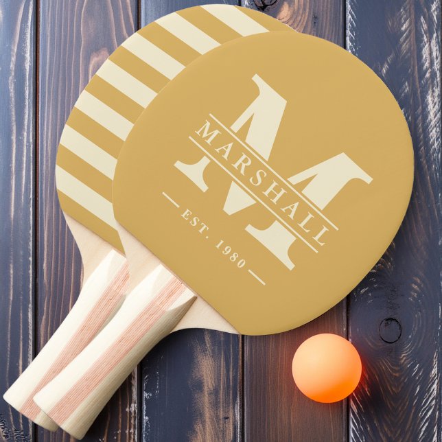 Raquette De Ping Pong Monogramme et nom superposition Polo Sand Sunrise (Créateur téléchargé)