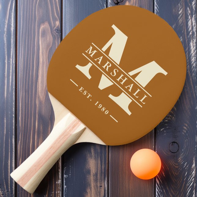 Raquette De Ping Pong Monogramme et nom superposition sable brûlé (Créateur téléchargé)