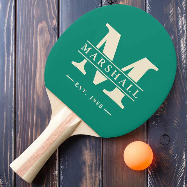 Raquette De Ping Pong Monogramme et superposition de nom Aqua Beach Bree (Créateur téléchargé)