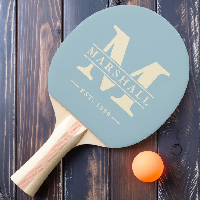 Raquette De Ping Pong Monogramme et superposition de nom Ciel clair lége (Créateur téléchargé)